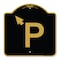 Signmission PWith Up Arrow Pointing Left, Black & Gold Aluminum Architectural Sign, 18" x 18", BG-1818-23510 A-DES-BG-1818-23510 - alternate 1